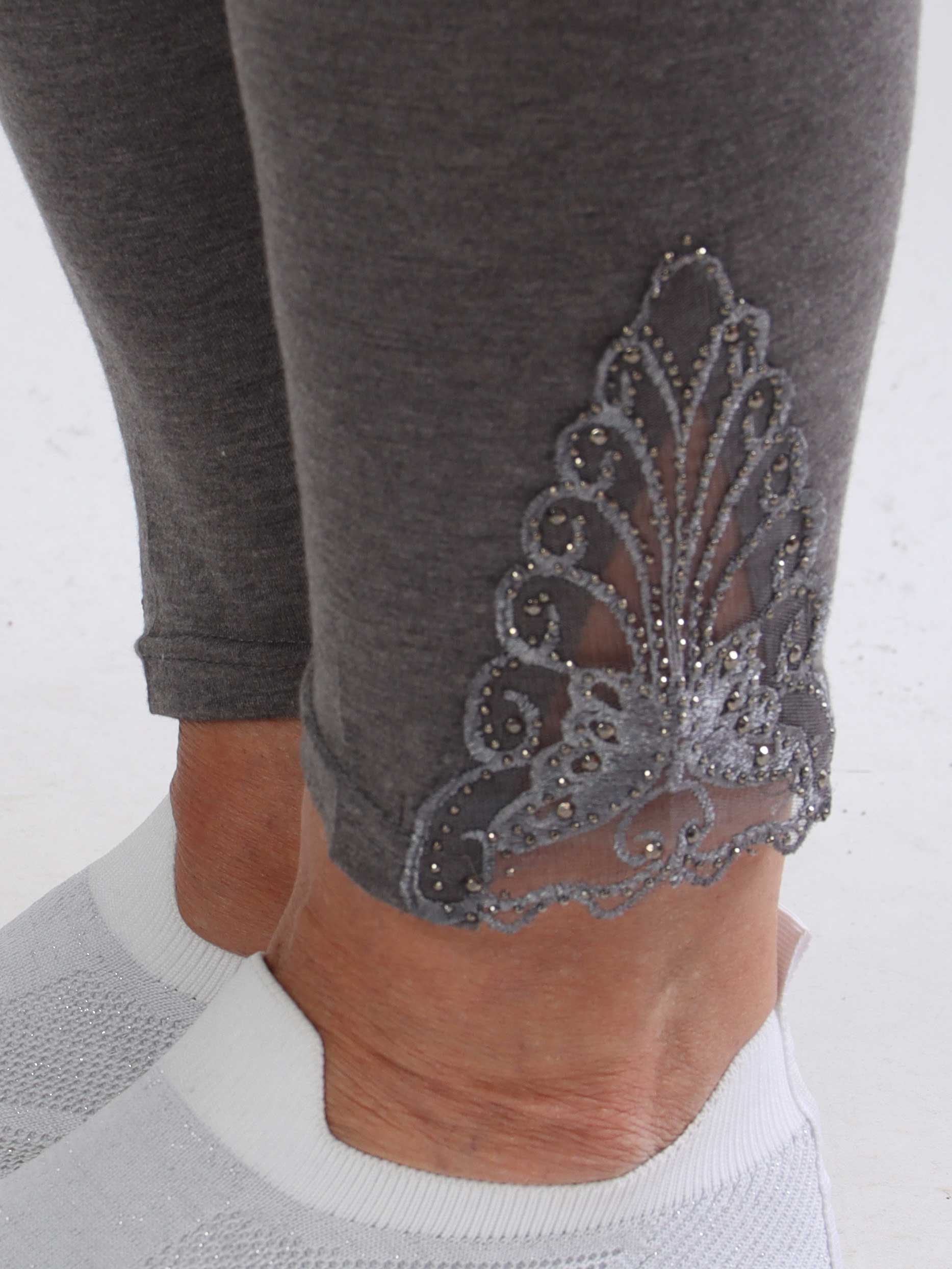 Jackie - Bløde leggings i viskose med blonde og similisten